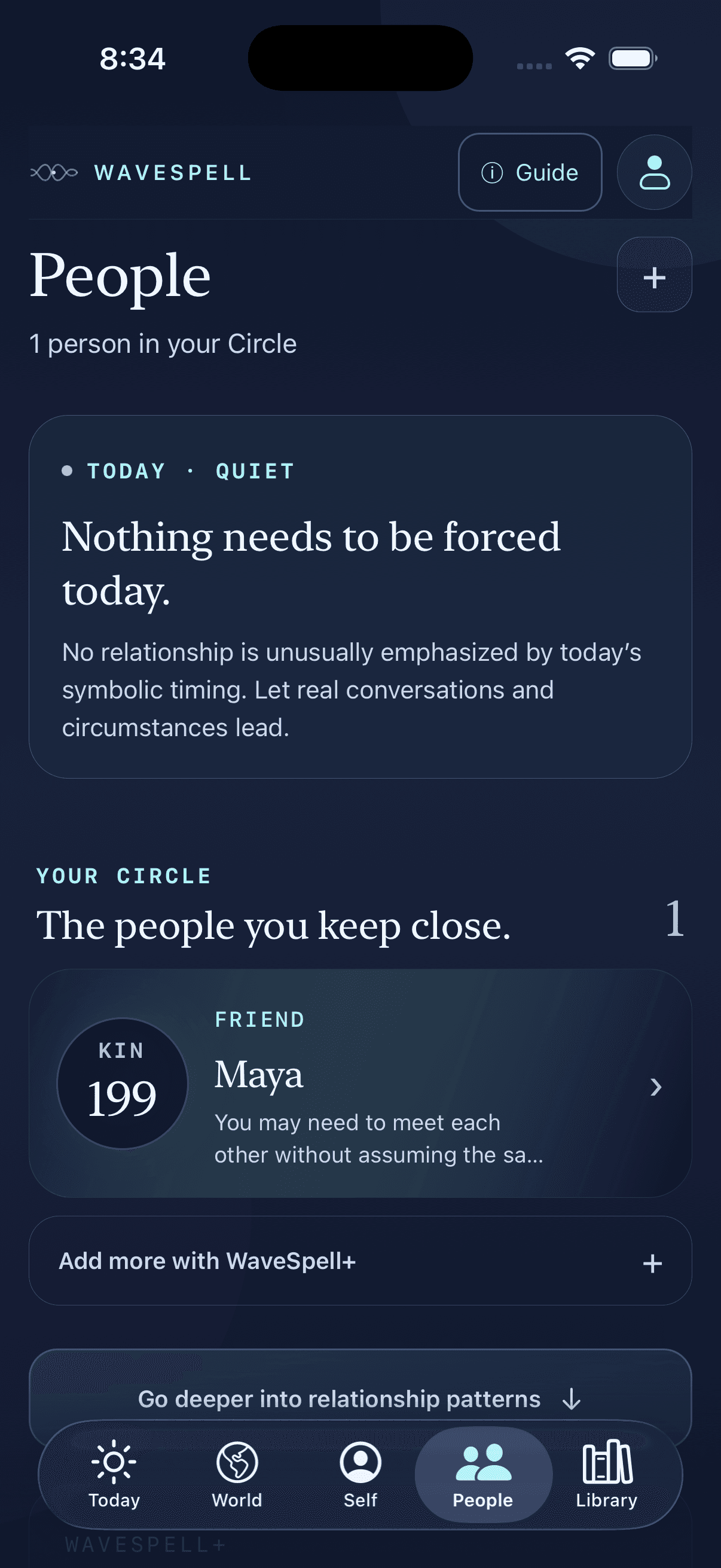 WaveSpell People screen